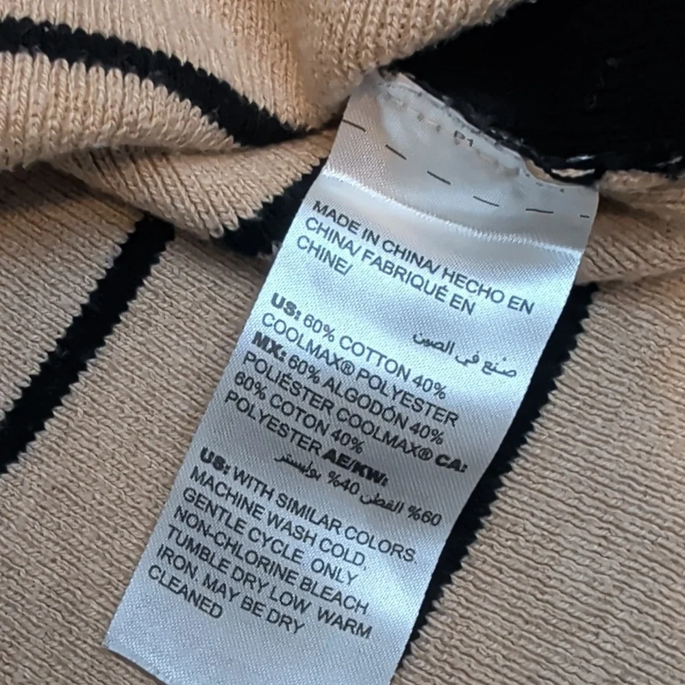 Chico's Beige & Black Striped Sweater - Size Medium (Chicos Size 1)